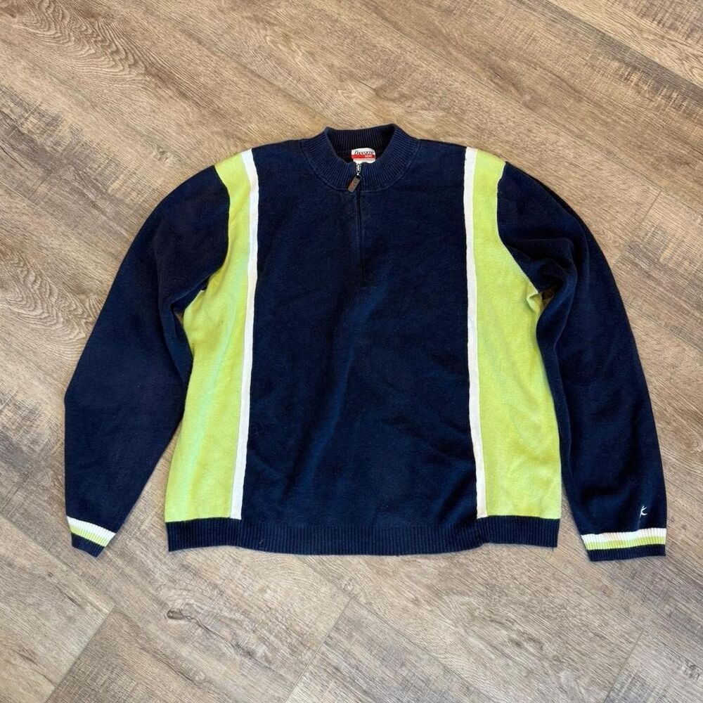 Vintage Green and Blue Quarterzip Sweater Size XL